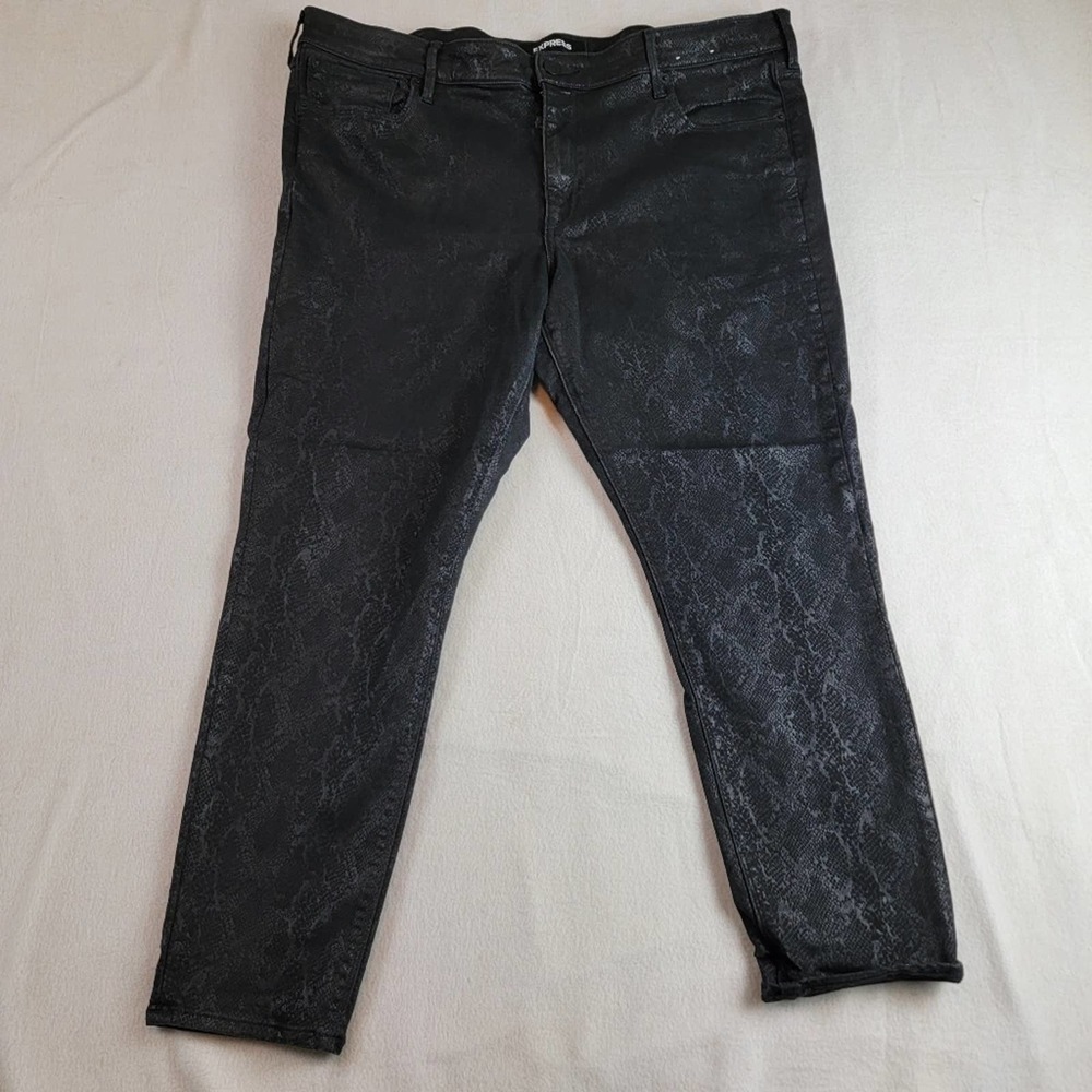 EXPRESS High Waisted Snakeskin Black Jeans sz 18